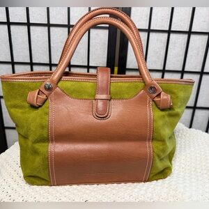 Tommy Hilfiger Vintage 90’s Y2K Multi Stitch Satchel Brown and Green Women's Bag